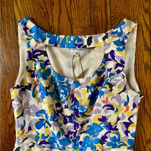 LK Bennett Multicolor Floral Wool/silk dress Sz 8 - Picture 4 of 7
